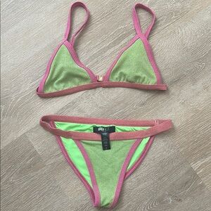 Beach Riot Lime and Glitter Pink Bikini